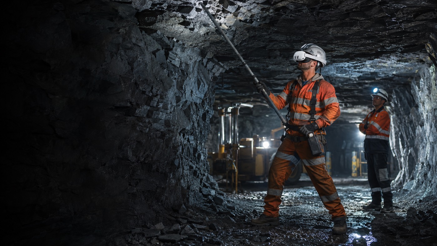 Capa do treinamento Abatimento de Rochas Soltas em Ambiente Subterrâneo